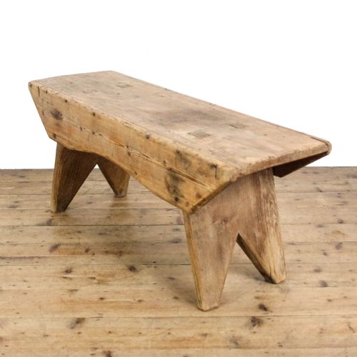 fig 3. Antique Small Rustic Wooden Pine Bench
