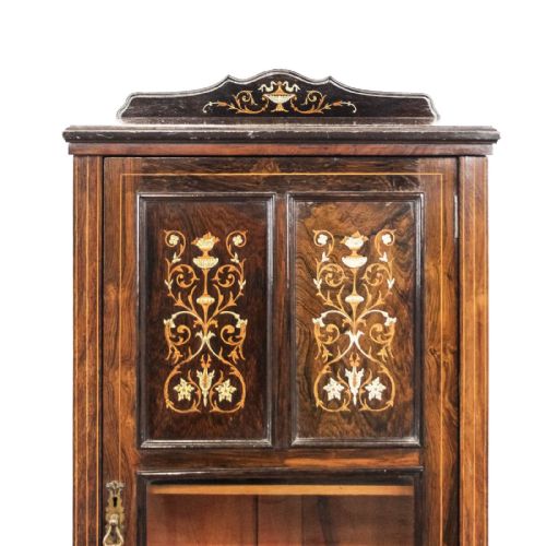 fig 1. Victorian Rosewood Inlaid Glass Cabinet