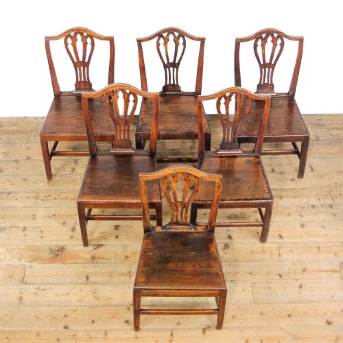 fig 1. Antique Set of Six 19th Century Oak Dining Chairs
