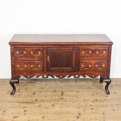 ANTIQUE OAK DRESSER BASE ON CABRIOLE LEGS - ADDITIONAL PHOTO 1