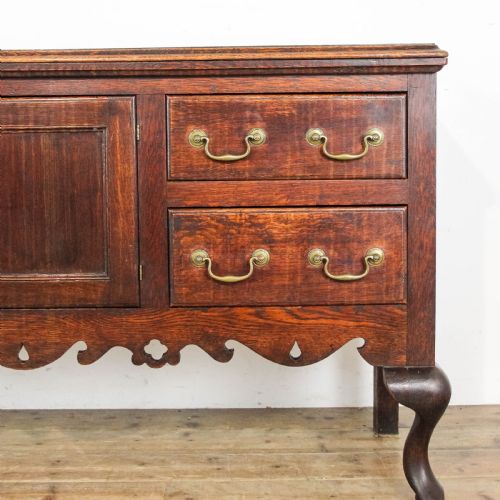 ANTIQUE OAK DRESSER BASE ON CABRIOLE LEGS - ADDITIONAL PHOTO 3