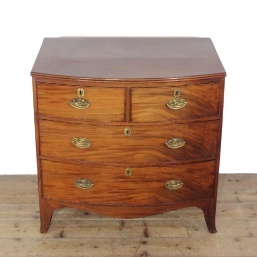 fig 1. Antique Georgian Mahogany Bow Front Chest of Drawers