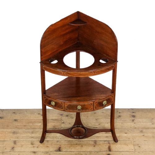 ANTIQUE REGENCY MAHOGANY BOW FRONT CORNER WASHSTAND - ADDITIONAL PHOTO 6