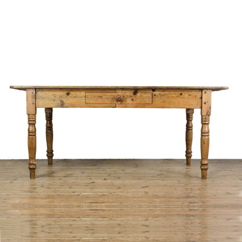 LARGE ANTIQUE PINE FARMHOUSE KITCHEN TABLE - ADDITIONAL PHOTO 1