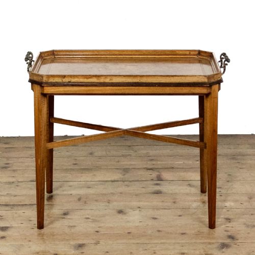 ANTIQUE MARQUETRY TRAY ON STAND SIDE TABLE - ADDITIONAL PHOTO 1