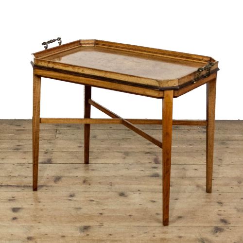 ANTIQUE MARQUETRY TRAY ON STAND SIDE TABLE - ADDITIONAL PHOTO 2