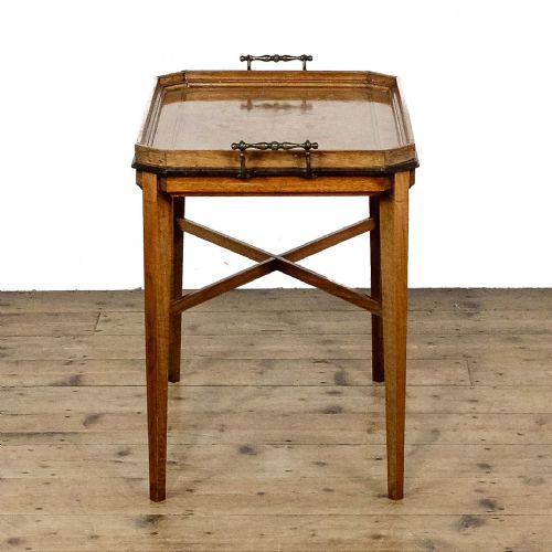 ANTIQUE MARQUETRY TRAY ON STAND SIDE TABLE - ADDITIONAL PHOTO 3