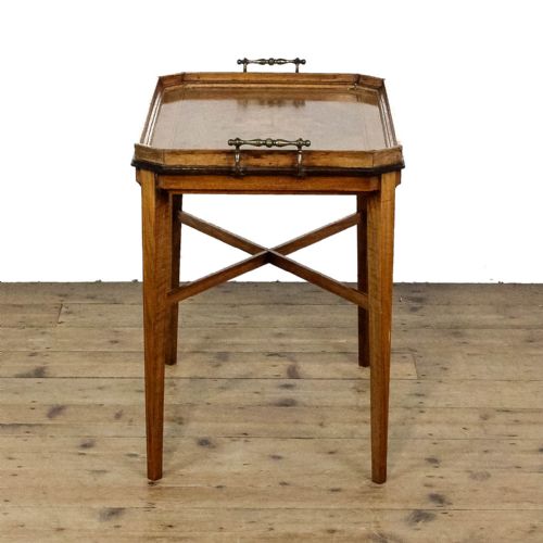 ANTIQUE MARQUETRY TRAY ON STAND SIDE TABLE - ADDITIONAL PHOTO 4