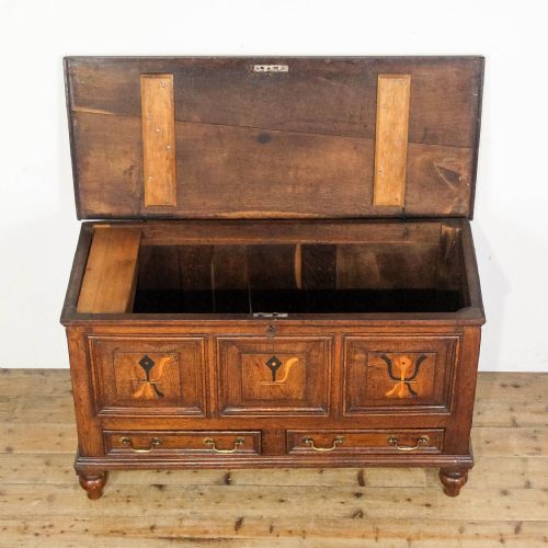 fig 1. Antique 18th Century Oak Mule Chest