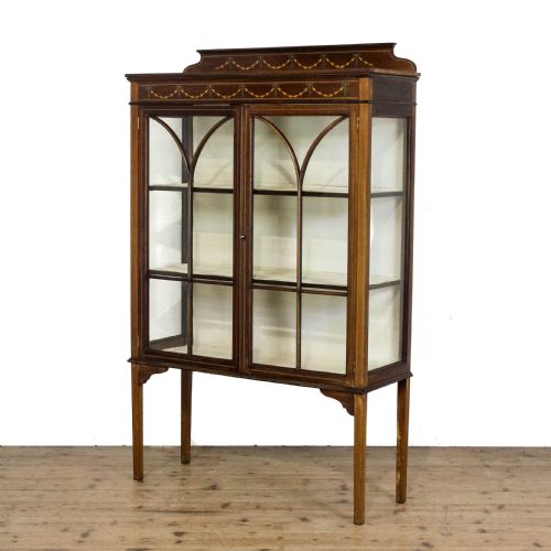 ANTIQUE EDWARDIAN MAHOGANY GLASS CABINET - ADDITIONAL PHOTO 4