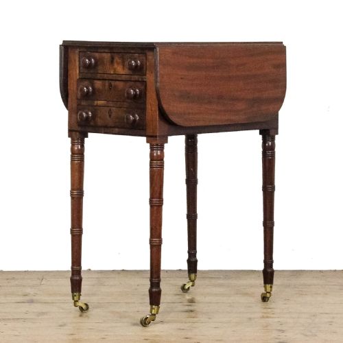 ANTIQUE VICTORIAN MAHOGANY PEMBROKE WORKTABLE