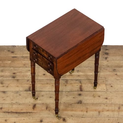 ANTIQUE VICTORIAN MAHOGANY PEMBROKE WORKTABLE - ADDITIONAL PHOTO 4