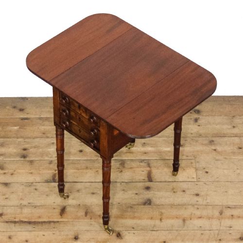 ANTIQUE VICTORIAN MAHOGANY PEMBROKE WORKTABLE - ADDITIONAL PHOTO 6