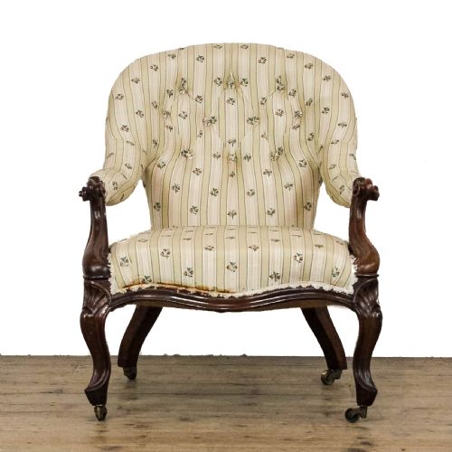 ANTIQUE VICTORIAN UPHOLSTERED ARMCHAIR - ADDITIONAL PHOTO 1