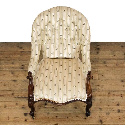 ANTIQUE VICTORIAN UPHOLSTERED ARMCHAIR - ADDITIONAL PHOTO 2