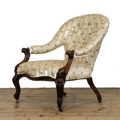 ANTIQUE VICTORIAN UPHOLSTERED ARMCHAIR - ADDITIONAL PHOTO 5