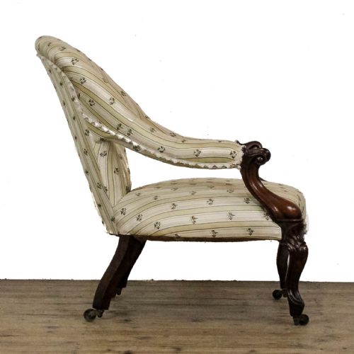 ANTIQUE VICTORIAN UPHOLSTERED ARMCHAIR - ADDITIONAL PHOTO 6