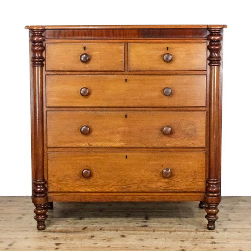 Antique Victorian Oak and Mahogany Chest of Drawers
