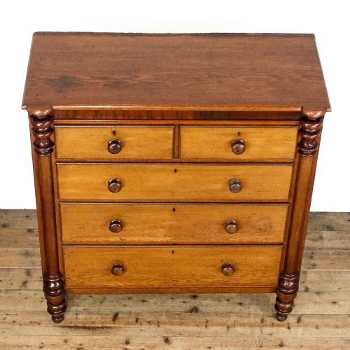 fig 1. Antique Victorian Oak and Mahogany Chest of Drawers
