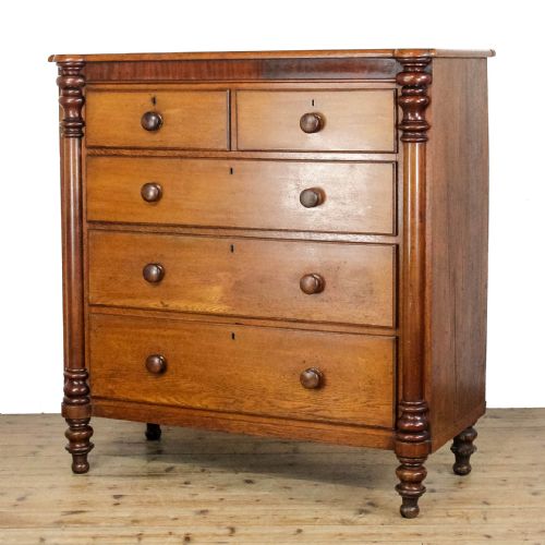 fig 2. Antique Victorian Oak and Mahogany Chest of Drawers
