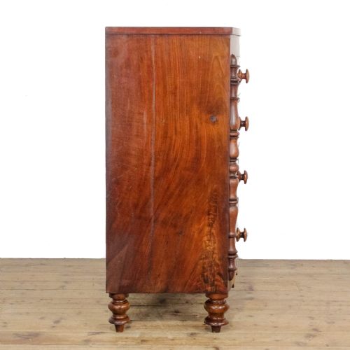 ANTIQUE VICTORIAN MAHOGANY BOW FRONT CHEST OF DRAWERS - ADDITIONAL PHOTO 5