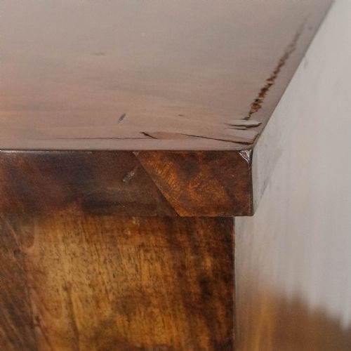 ANTIQUE VICTORIAN MAHOGANY BOW FRONT CHEST OF DRAWERS - ADDITIONAL PHOTO 7