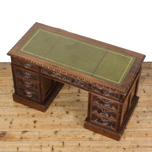 fig 2. Antique Carved Oak Green Man Writing Desk