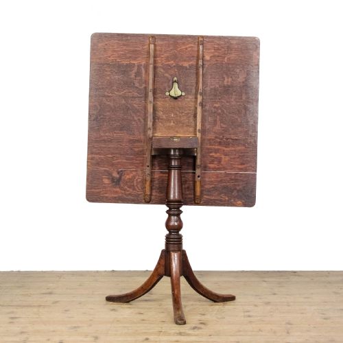 ANTIQUE OAK SQUARE TRIPOD TABLE - ADDITIONAL PHOTO 3