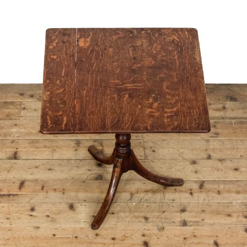 ANTIQUE OAK SQUARE TRIPOD TABLE - ADDITIONAL PHOTO 4