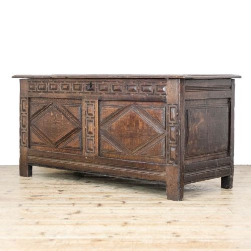 LARGE ANTIQUE OAK COFFER - ADDITIONAL PHOTO 1