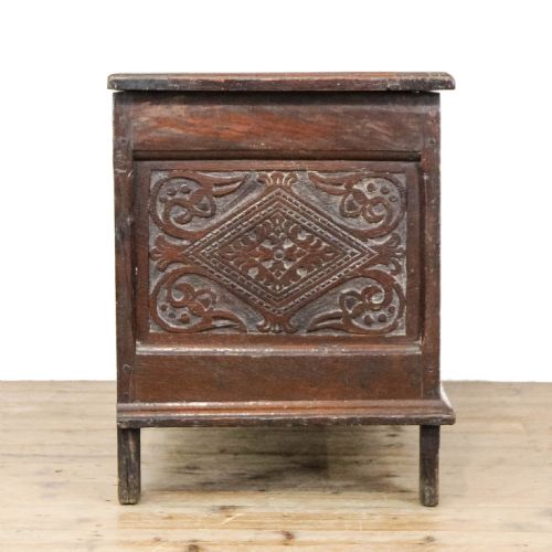 ANTIQUE 19TH CENTURY OAK CARVED COFFER - ADDITIONAL PHOTO 8