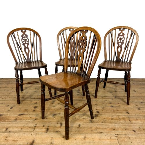 fig 1. Antique Set of Four Wheelback Kitchen Chairs