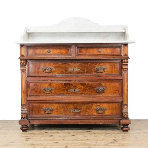Antique Marble Top Continental Chest of Drawers
