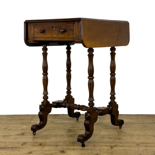 ANTIQUE VICTORIAN MAHOGANY DROP LEAF WORK TABLE