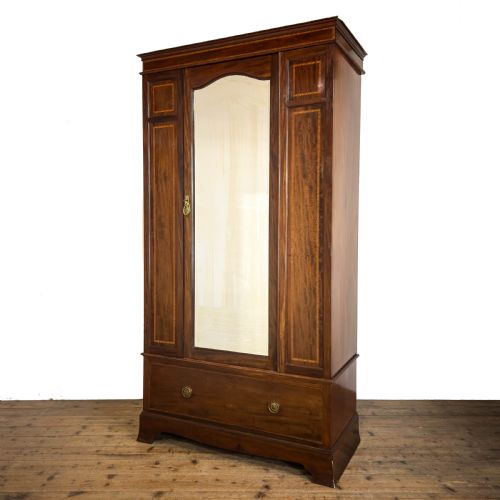 fig 1. Antique Edwardian Mahogany Mirrored Wardrobe