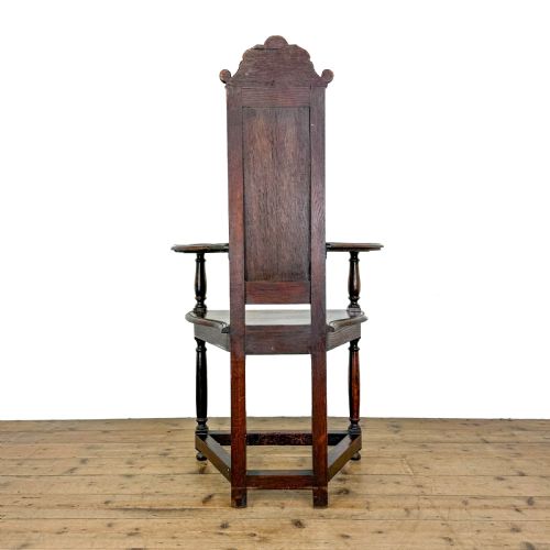 ANTIQUE CARVED OAK ELBOW CHAIR - ADDITIONAL PHOTO 1