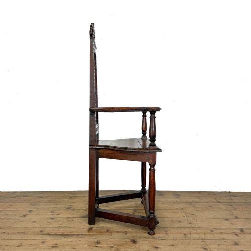 ANTIQUE CARVED OAK ELBOW CHAIR - ADDITIONAL PHOTO 3