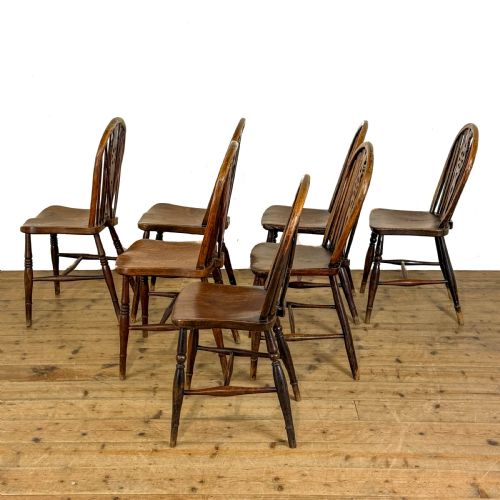 fig 2. Antique Set of Seven Wheelback Kitchen Chairs