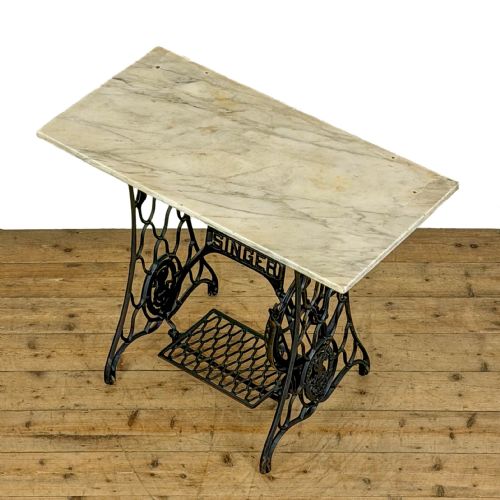 fig 1. Antique Singer Sewing Machine Table with Marble Top