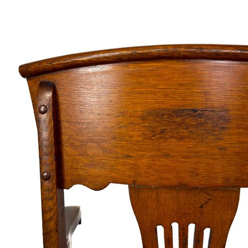 ANTIQUE OAK CHAIR WITH STUDDED RED LEATHER SEAT - ADDITIONAL PHOTO 7