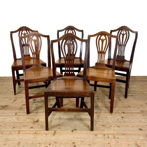 Antique Set of Six 19th Century Oak Dining Chairs
