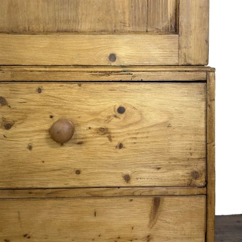 ANTIQUE 19TH CENTURY PINE LINEN PRESS CUPBOARD - ADDITIONAL PHOTO 8