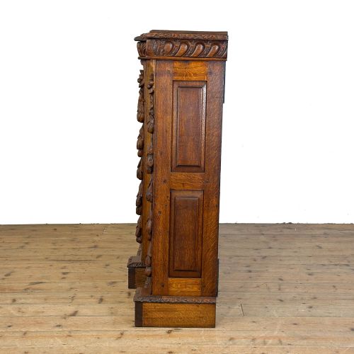 fig 2. Antique Victorian Carved Oak Breakfront Bookcase