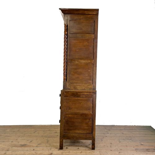 ANTIQUE 19TH CENTURY OAK LINEN PRESS CUPBOARD - ADDITIONAL PHOTO 6