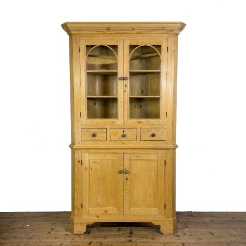 ANTIQUE STRIPPED PINE CORNER CABINET