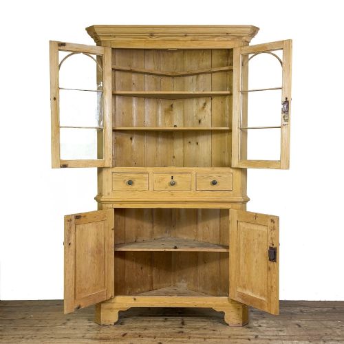 ANTIQUE STRIPPED PINE CORNER CABINET - ADDITIONAL PHOTO 1