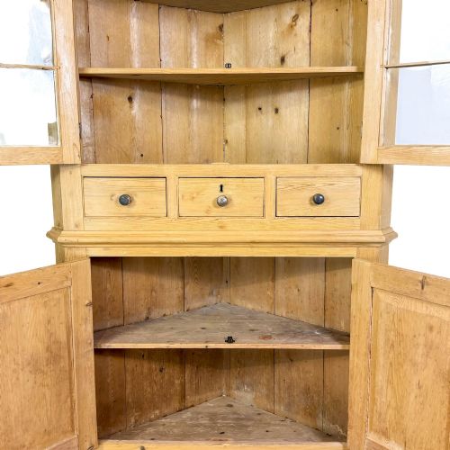 ANTIQUE STRIPPED PINE CORNER CABINET - ADDITIONAL PHOTO 2