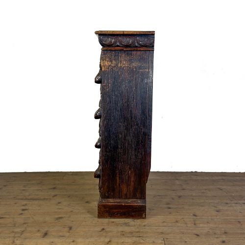 ANTIQUE CARVED OAK OPEN BOOKCASE - ADDITIONAL PHOTO 3
