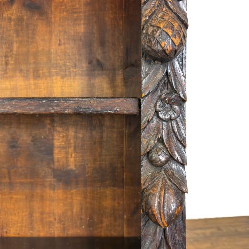 ANTIQUE CARVED OAK OPEN BOOKCASE - ADDITIONAL PHOTO 9