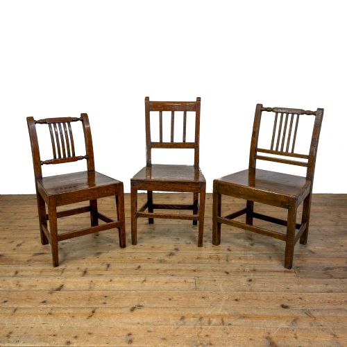 ANTIQUE SET OF THREE HARLEQUIN FARMHOUSE CHAIRS - ADDITIONAL PHOTO 1